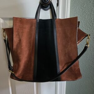 Fossil Brown and Black Suede Women's Tote Bag